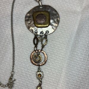 Mixed Metal Statement Necklace Pendant